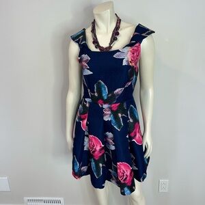 Gorgeous summary L'ATISTE Navy and Pink Floral Mini Dress❤️M